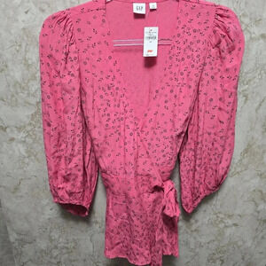 GAP | Wrap Around Blouse | 3/4 Sleeve | Pink | Size XS | NWT